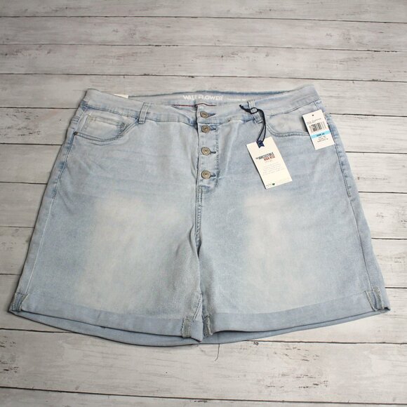 Wallflower Women's Denim Blue Jean Shorts Size 20 R Button Fly 6" Inseam - Picture 1 of 5